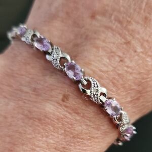 Elegant Silver and Purple Gemstone Bracelet
